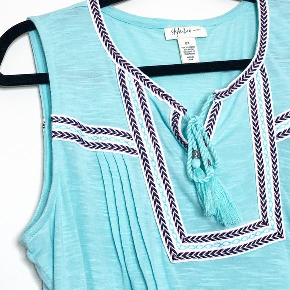 Style & Co Mint Sleeveless Tassel Tie Tunic - Picture 2 of 5